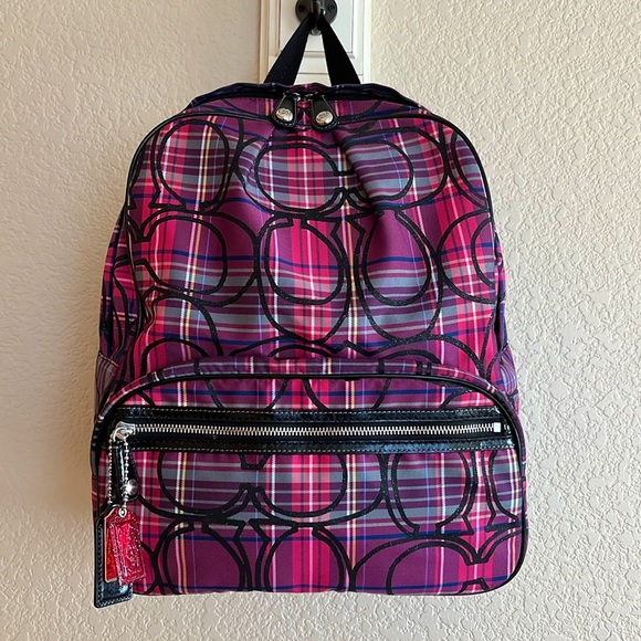 PRISTINE Coach Tartan Large Backpack - Picture 2 of 16